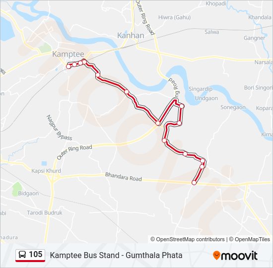 105 bus Line Map