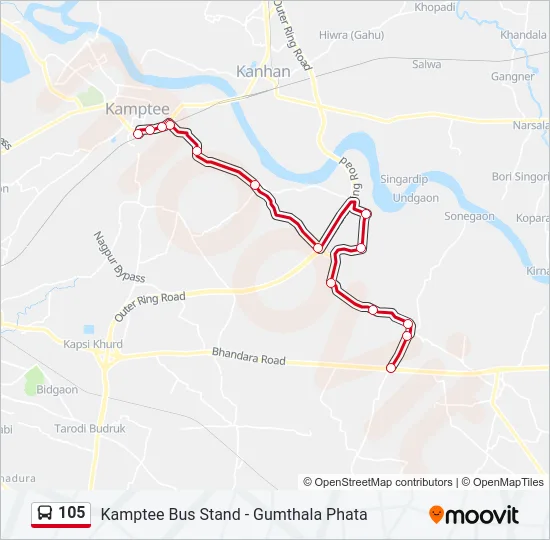 105 Bus Line Map