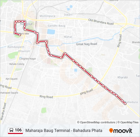 106 bus Line Map