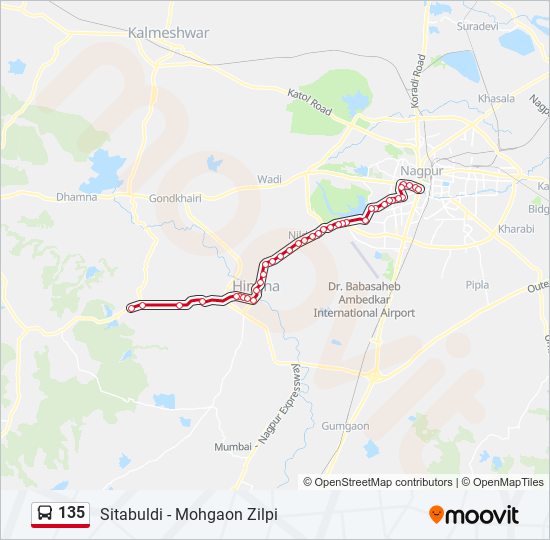 135 bus Line Map