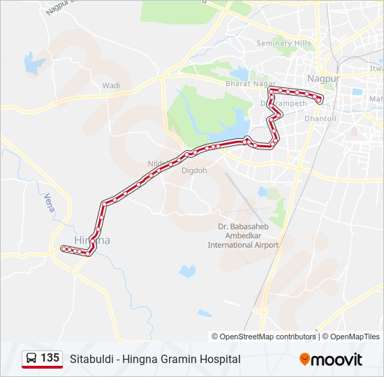 135 bus Line Map