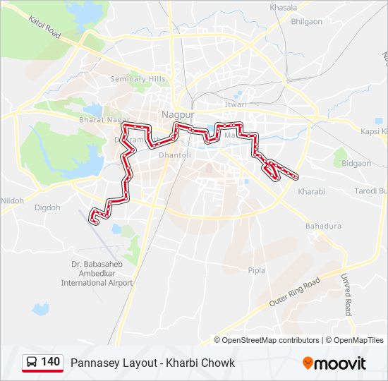 140 bus Line Map