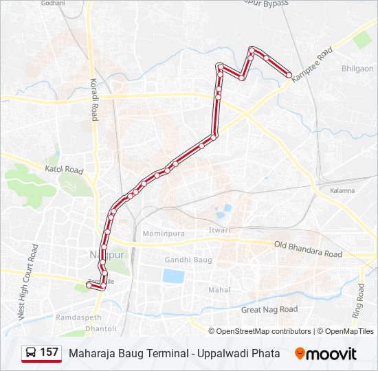 157 bus Line Map