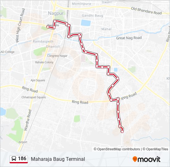 186 bus Line Map