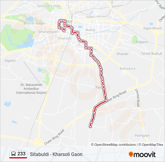 233 bus Line Map