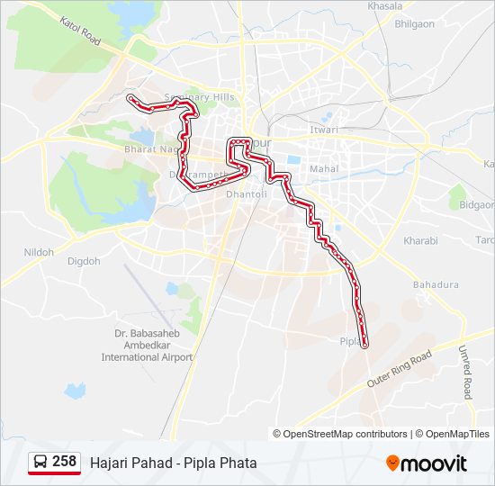 258 bus Line Map