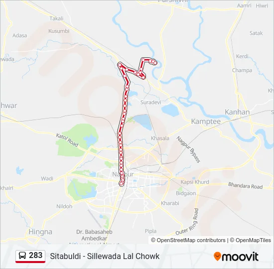 283 Bus Line Map