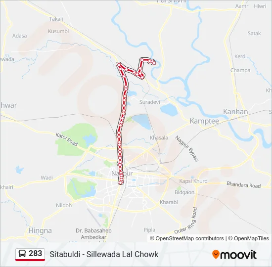 283 Bus Line Map