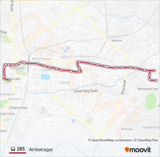 285 bus Line Map