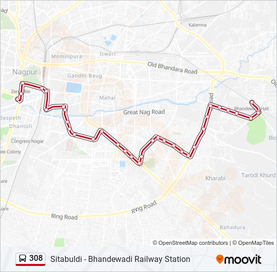 308 bus Line Map