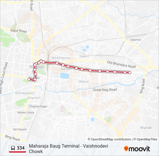 334 bus Line Map