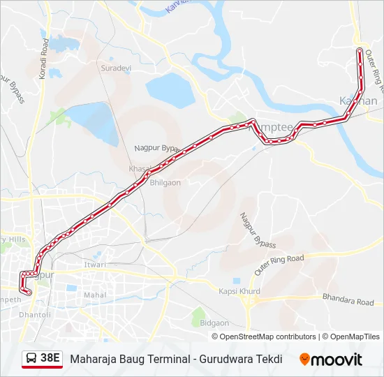 38E Bus Line Map