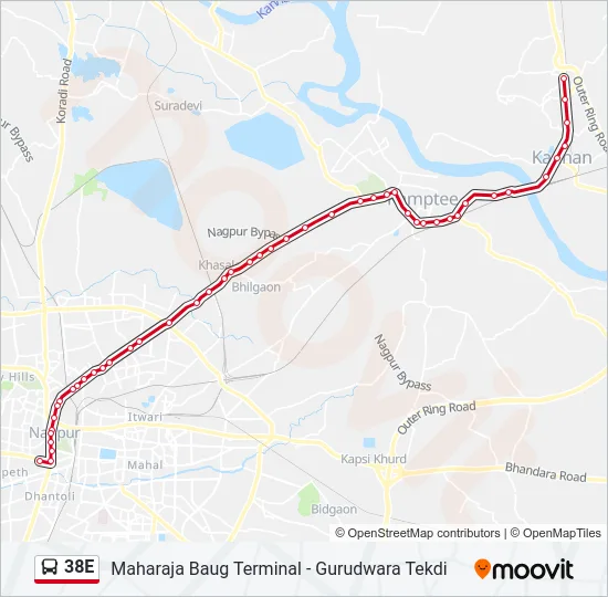 38E Bus Line Map