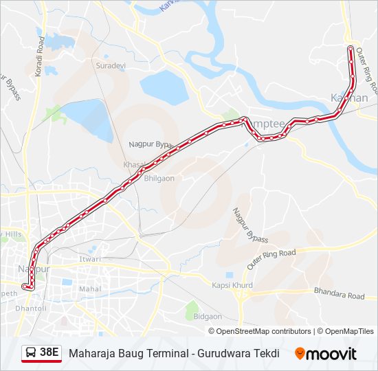 38E bus Line Map