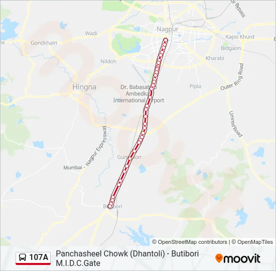 107A Bus Line Map