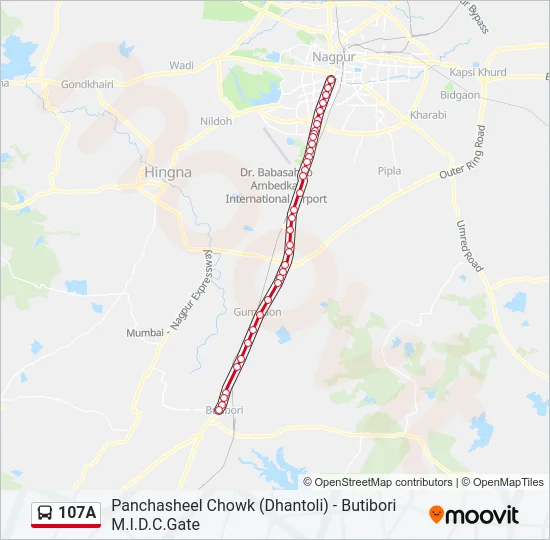 107A Bus Line Map