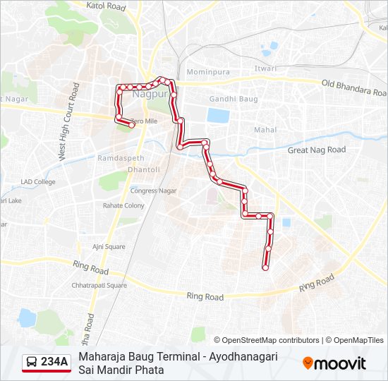 234A Bus Line Map