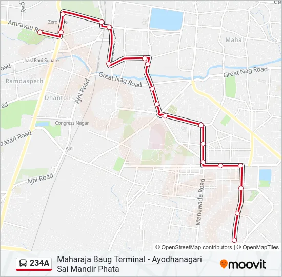 234A Bus Line Map