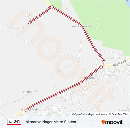 341 bus Line Map