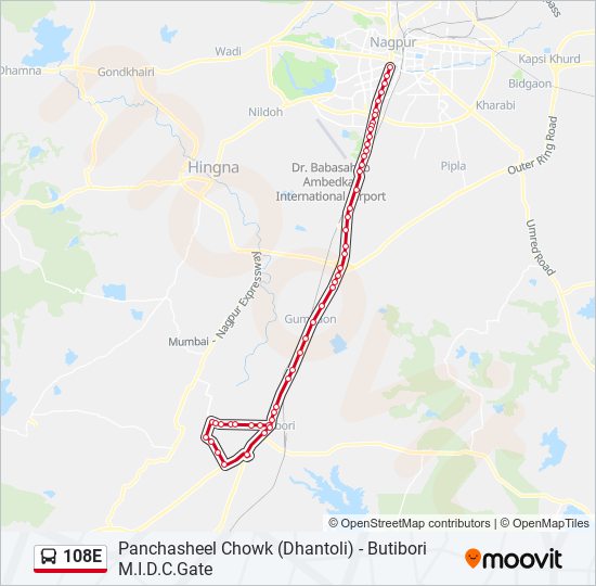 108E bus Line Map