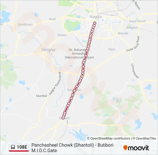 108E Bus Line Map