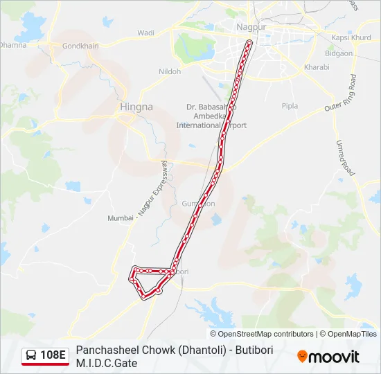 108E Bus Line Map