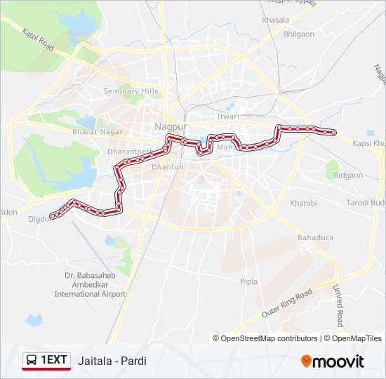 1EXT Bus Line Map