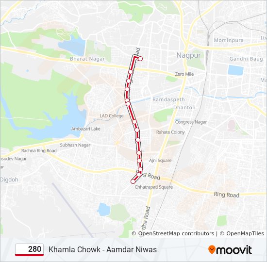 280 bus Line Map