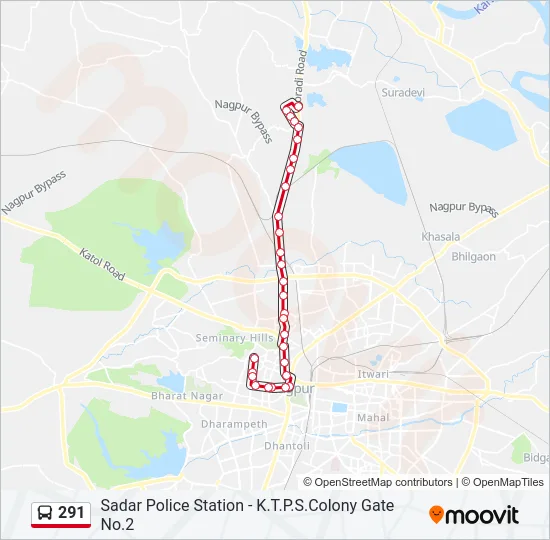 291 Bus Line Map