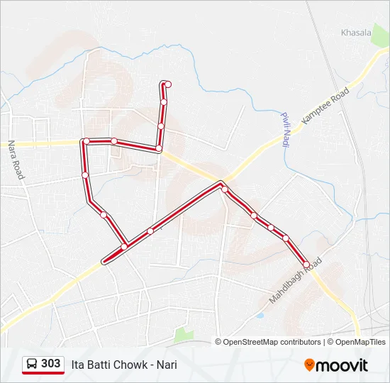 303 Bus Line Map