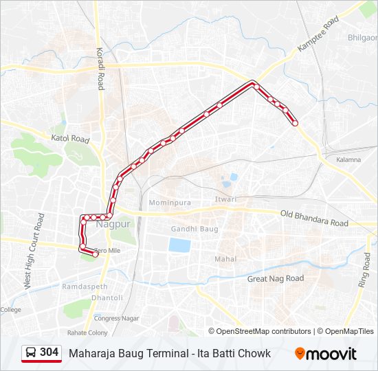 304 bus Line Map