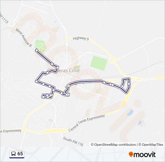 65 bus Line Map