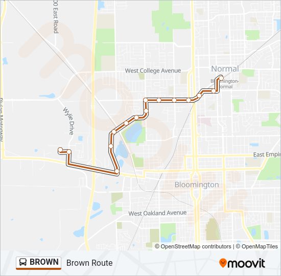 BROWN Bus Line Map