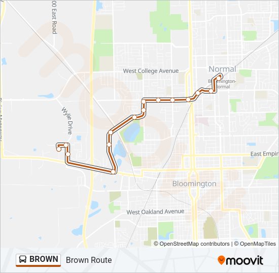 BROWN Bus Line Map