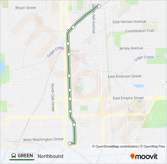 GREEN Bus Line Map