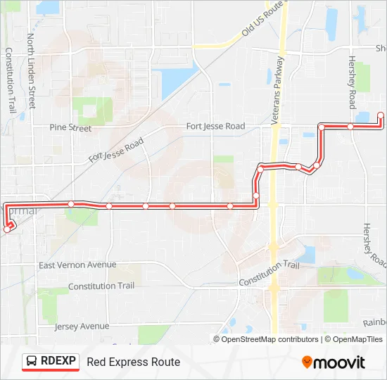 RDEXP Bus Line Map