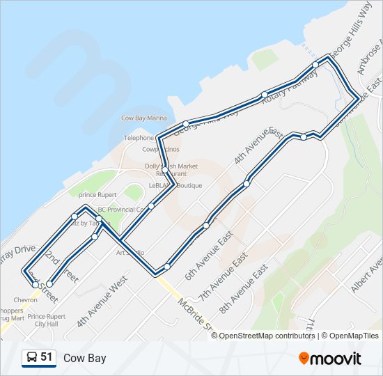 Plan de la ligne 51 de bus