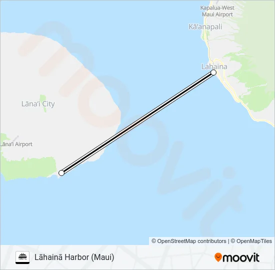 LĀHAINĀ HARBOR (MAUI) - MANELE HARBOR (LĀNAʻI) Ferry Line Map