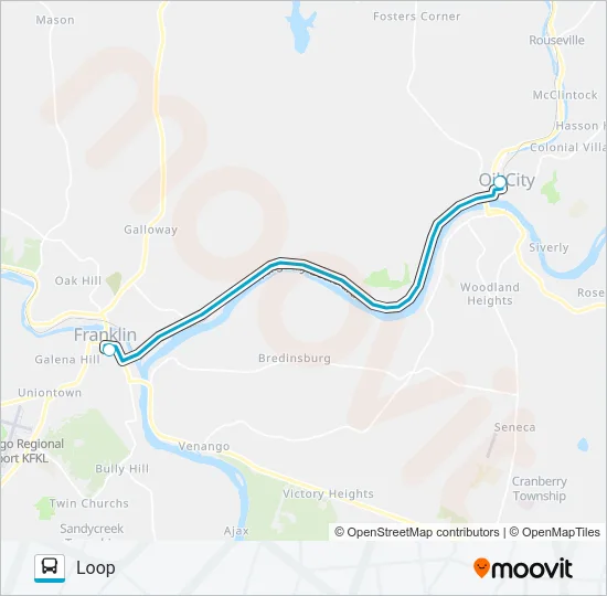 INTERCITY EXPRESS TO OIL CITY Bus Line Map