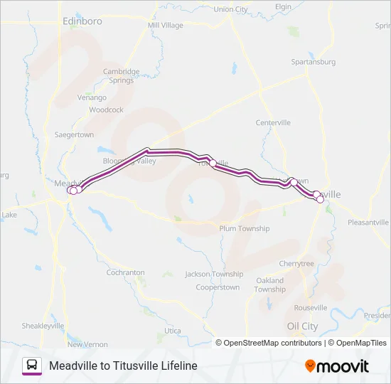 MEADVILLE TO TITUSVILLE LIFELINE Bus Line Map