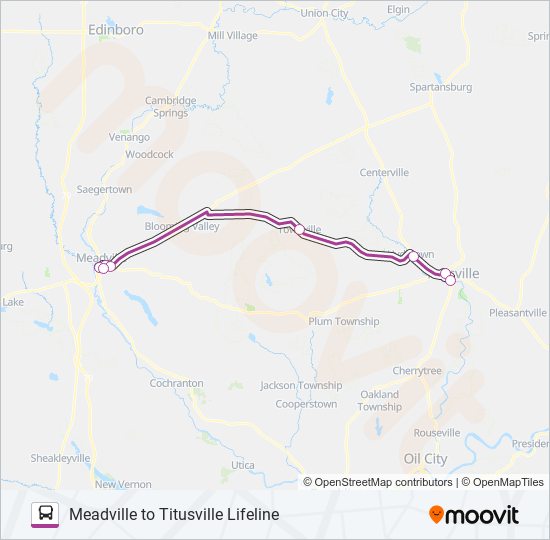 Ruta meadville to titusville lifeline horarios, paradas y mapas