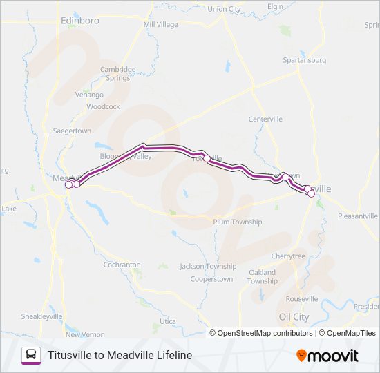 TITUSVILLE TO MEADVILLE LIFELINE Bus Line Map
