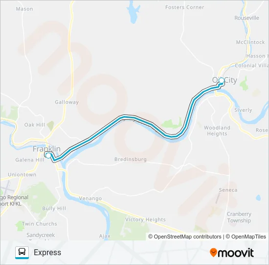 INTERCITY EXPRESSES Bus Line Map