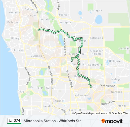 374 Route: Schedules, Stops & Maps - Mirrabooka Bus Stn (Updated)