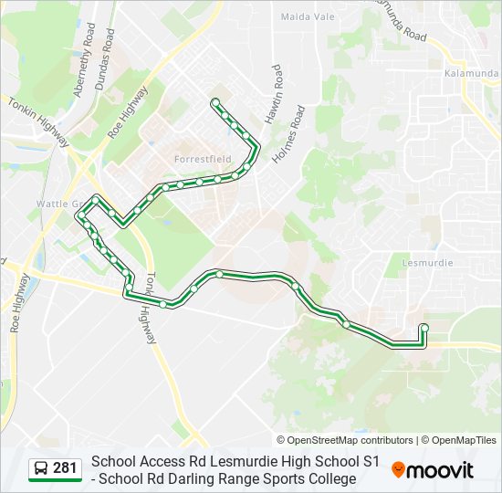 281 bus Line Map
