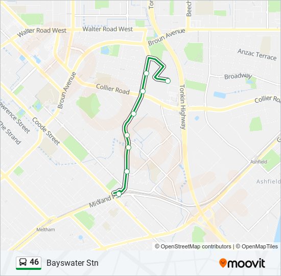 46 Route: Schedules, Stops & Maps - Bayswater Stn (Updated)