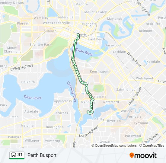 31 Route: Schedules, Stops & Maps - Perth Busport (Updated)