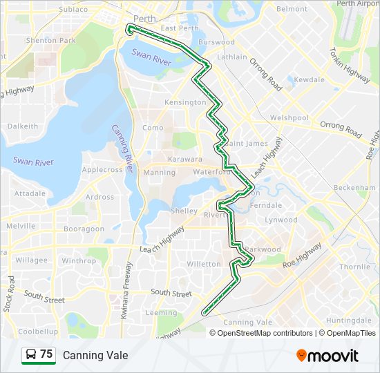 Bus 75 Route Map 75 Route: Schedules, Stops & Maps - Canning Vale (Updated)