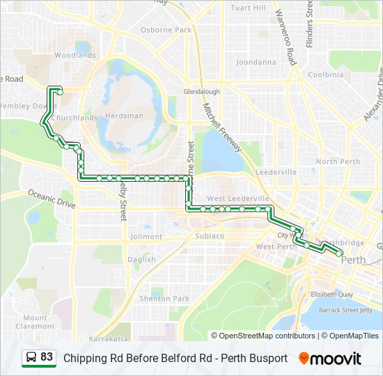 Transperth 83 Route Schedules Stops Maps Churchlands Senior High