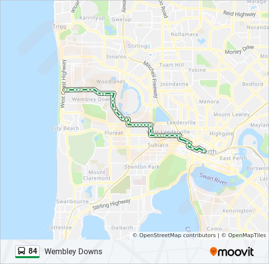 Bus 84 Route Map 84 Route: Schedules, Stops & Maps - Wembley Downs (Updated)